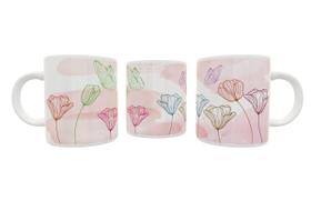 Caneca em Polímero Flores e Borboletas Caneca em Polímero Flores e Borboletas