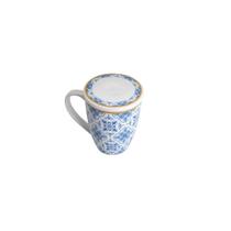 Caneca em porcelana com tampa Lyor Lisboa 310ml azul Caneca em porcelana com tampa Lyor Lisboa 310ml azul