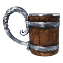 Caneca em Resina 3D Barril Medieval Viking Envelhecido 200Ml - Coisaria