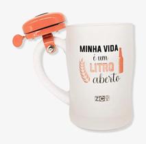 Caneca em Vidro com Campainha Minha Vida é um Livro Aberto 400ml - Zona Criativa