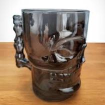 Caneca Em Vidro Decorativa Caveira na Cor Preto ou Rosa 500 ML - Western