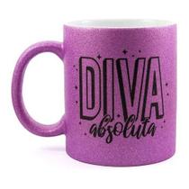 Caneca+embalagem Rosa Brilhante Glittler Diva Aboluta
