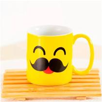 Caneca Emoticon Emoji Amarela De Porcelana 300 Ml Terramada