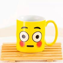 Caneca Emoticon Emoji Amarela De Porcelana 300 Ml Terramada