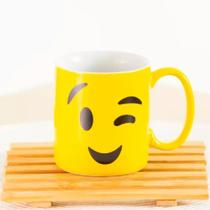 Caneca Emoticon Emoji Amarela De Porcelana 300 Ml Terramada