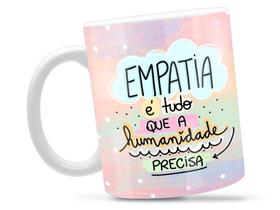 Caneca Empatia Frase Divertida Porcelana Xícara 325ml + Caixa Presente