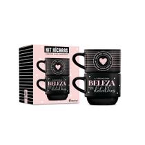 Caneca empilhada dupla 210ml frases - siga seu coracao - Brasfoot Presentes