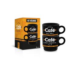 Caneca empilhada dupla 230ml onix frases - tomar cafe eu vou - Brasfoot Presentes Caneca empilhada dupla 230ml onix frases - tomar cafe eu vou - Brasfoot Presentes