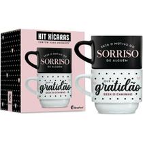 Caneca Empilhada Dupla Seja O Motivo Do Sorriso 210ml