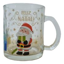 Caneca Enfeite Natalina Estampa Vidro Feliz Natal