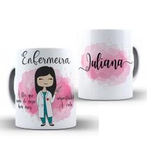 Caneca Enfermeira Flor que Ajuda Profissão Personalizada COM QUALQUER NOME