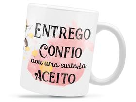 Caneca Entrego Confio Divertida Porcelana Xícara 325ml + Caixa Presente Caneca Entrego Confio Divertida Porcelana Xícara 325ml + Caixa Presente