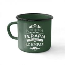 Caneca Esmaltada 250 Ml Verde Camping Terapia Guepardo