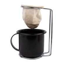 Caneca Esmaltada 350ml + Mini Suporte Coador Café - Preta - Esmaltado