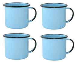 Caneca Esmaltada Ágata Azul Claro 70ml Ewel- 4 Unidades