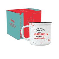 Caneca Esmaltada Branca Amor Infinito Simas