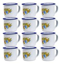 Caneca Esmaltada Café 12un 80 Ml Clássicas Portáteis Decorad