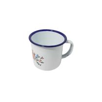 Caneca esmaltada estampada branca 650ml 10cm café leite