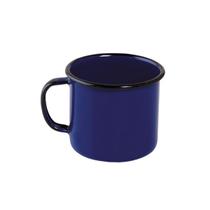 Caneca Esmaltada Luxo Grande Xícara Café 370ml Azul Ágata