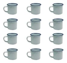 Caneca Esmaltada Retro 150Ml Branca Vintage Jogo 12 Pcs