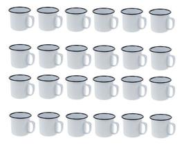 Caneca Esmaltada Retro 150ml Branca Vintage Jogo 24 Pcs