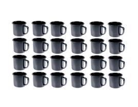 Caneca Esmaltada Retro 150ml Preta Vintage Jogo 36 Pcs