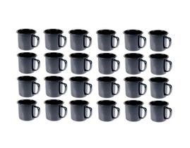 Caneca Esmaltada Retro 150Ml Preta Vintage Jogo 36 Pcs