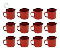 Caneca Esmaltada Retro 150ml Vermelha Vintage Jogo 12 Pcs Caneca Esmaltada Retro 150ml Vermelha Vintage Jogo 12 Pcs