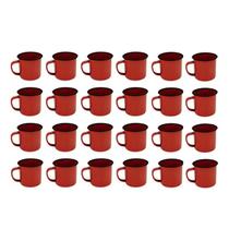 Caneca Esmaltada Retro 150Ml Vermelha Vintage Jogo 36 Pcs