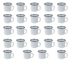 Caneca Esmaltada Retro 350ml Branca Vintage Jogo 36 Unidades