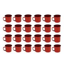 Caneca Esmaltada Retro 350Ml Vermelha Vintage Jogo 36 Pcs