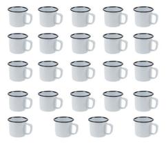 Caneca Esmaltada Retro 80Ml Branca Vintage Jogo 36 Unidades