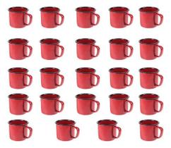 Caneca Esmaltada Retro 80ml Vermelha Vintage Jogo 24 Pcs Caneca Esmaltada Retro 80ml Vermelha Vintage Jogo 24 Pcs