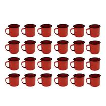 Caneca Esmaltada Retro 80ml Vermelha Vintage Jogo 36 Pcs