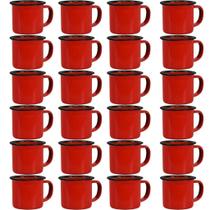 Caneca Esmaltada Retro Antiga Vermelha 150ml 24 Unidades