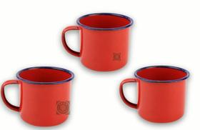 Caneca Esmaltada Retro Antiga Vermelha 150ml 3 Unidades