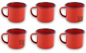 Caneca Esmaltada Retro Antiga Vermelha 150ml 6 Unidades