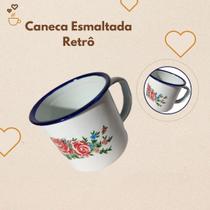 Caneca Esmaltada Tema De Flores Retro Unidade 100ml Caneca Esmaltada Tema De Flores Retro Unidade 100ml