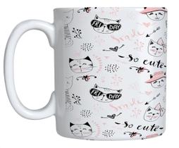 Caneca Estampa com Gatinhos de Porcelana ML Para Presente