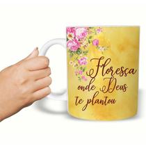 Caneca Evangélica Floresça Onde Deus Te Plantou. de Plástico Rígido