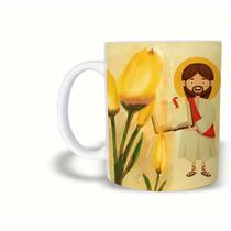 Caneca Evangélica Jesus No Jardim de Plástico Rígido