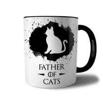 Caneca Father Of Cats - Xícara Pai de Gato Gatinhos Pet Coleção Game Of Pets - Persomax