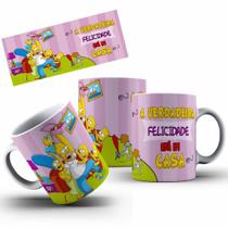 Caneca Felicidade em Casa Simpsons Personalizada de Porcelana