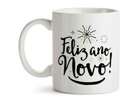 Caneca Feliz Ano Novo Xícara Porcelana 325ml + Caixa Presente