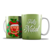 Caneca feliz natal verde presente para família lembrancinha exclusiva e durável