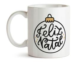 Caneca Feliz Natal Xícara Porcelana 325ml + Caixa Presente