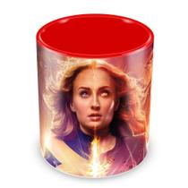 Caneca Fênix Negra Personalizada de Porcelana com Alça Vermelha - Mod.1