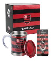 Caneca Flamengo Térmica Com Tampa 450ml + Chaveiro Cortador