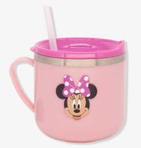 Caneca Flip Infantil 250 ML c/ tampa e canudo Disney Minnie Cor:rosa
