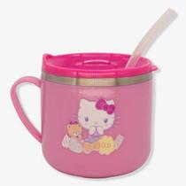 Caneca Flip Infantil 250 ML c/ tampa e canudo Hello Kitty Cor:rosa